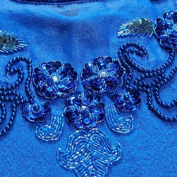 Vintage Maurada sweater blue embellished size M - Picture 3 of 8